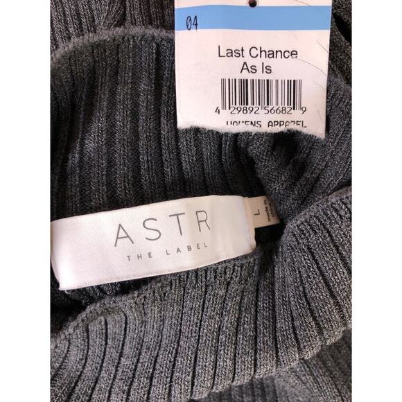 ASTR  Essential Cold Shoulder Dress Mock Neck Midi Sweater Gray NWT L - Picture 7 of 10